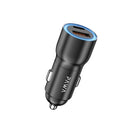 Pawa Aluminum Alloy Car Charger 52.5W With Ambient Light - Black - شاحن سيارة - منفذ تايب سي + منفذ للشحن السريع - قوة 52.5 واط - كفالة 12 شهر