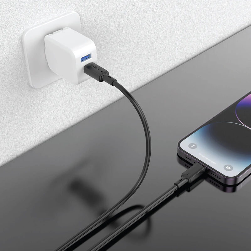 Pawa 3A USB-C TO Lightning Quick Charging - 1.2m - Black - سلك شحن - باوا - ايفون تايب سي - طول 1.2 متر - كفالة 12 شهر