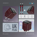 PAWA Aura 65W Single port TFT Display GaN Charger with Typec to Typec Cable - Burgundy - شاحن حائط - قوة 65 واط + وصلة تايب سي - فتحة تايب سي