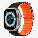 PAWA - Lagos Premium Soft Silicon Straps - Black/Orange - سير ساعه أبل واتش