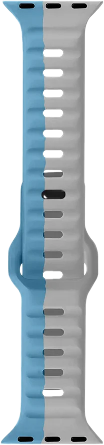 PAWA - Lagos Premium Soft Silicon Straps - Grey & Blue - سير ساعه أبل واتش