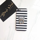 Black White Stripes - Case With Ring - كفر مع مسكة خاتم