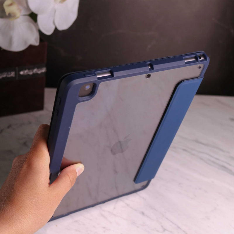 WiWu Magnetic iPad Folio Case - Dark Blue - كفر ايباد حماية عالية - مع مكان للقلم - ووضعيتين للاستاند - مغناطيس
