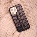 Black Crocodile Leather Case with Grip - كفر جلد مع مسكة شريطة
