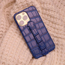 Blue Crocodile Leather Case with Grip - كفر جلد مع مسكة شريطة