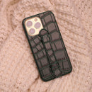 Green Crocodile Leather Case with Grip - كفر جلد مع مسكة شريطة