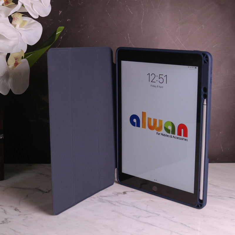 WiWu Magnetic iPad Folio Case - Dark Blue - كفر ايباد حماية عالية - مع مكان للقلم - ووضعيتين للاستاند - مغناطيس