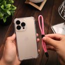 Dark Pink Lanyard with Clear Case - كفر حماية شفاف مع خيط علاقة