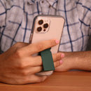 Dark Green Grip with Clear Case and Grip Horizontal, Vertical and Magnetic Stand - كفر حماية مع مسكة وستاند جانبي ورأسي ومغناطيس للسيارة