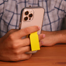 Yellow Grip with Clear Case and Grip Horizontal, Vertical and Magnetic Stand - كفر حماية مع مسكة وستاند جانبي ورأسي ومغناطيس للسيارة