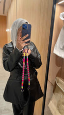 Happy-Nes - The Original Adjustable Phone Strap - Plum Adjustable Strap - With or Without Case - خيط علاقة - صناعة يدوية تركية - يمكنكم اختيار مع كفر او بدون كفر فقط خيط علاقة