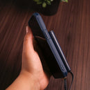 Dark Blue Leather Wallet Phone Case with Lanyard Strap - كفر حماية مع محفظة للبطاقات والفلوس وخيط علاقة