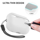 Ahastyle Silicone Case With Strap - Apple AirPods Pro 2/3 - White - كفر حماية مع ستراب - سماعة ابل ايربودز برو 3/2