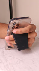 Uniq Lyft Magnetic Phone Stand & Card Holder - Black - مسكة وستاند جانبي ورأسي ومحفظة للبطاقات - يونيك