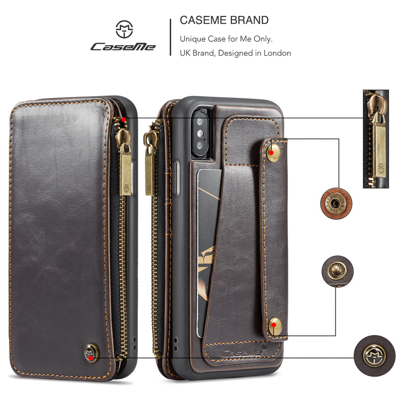CaseMe 011 - Brown - كفر ومسكة ومحفظة للبطاقات والنقود