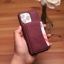 Velvet Case with Wallet Card and Money Slots - Burgundy -  كفر مع محفظة للبطاقات والنقود