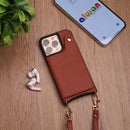 Brown Wallet Leather Case with Mirror, Card Slot and Lanyard - كفر مع مراية ومكان للبطاقات وخيط علاقة