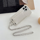 Beige Leather Case with Card Slot and Strap Lanyard - كفر جلد مع محفظة للبطاقات والنقود وخيط سلسة علاقة