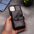Black Wallet Case with Zipper - كفر مع محفظة للبطاقات والكاش وجيب للخردة