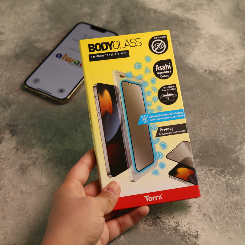 Torrii BODYGLASS Screen Protector Anti-Bacterial Coating for iPhone 16 Series - Privacy - حماية شاشة خصوصية برايفسي - توري - مقاومة للخدش والبكتيريا