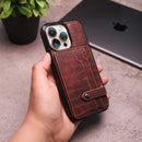 Crocodile Leather Case with Card Slot and Stand - Brown -  كفر جلد مع محفظة للبطاقات والنقود وستاند