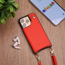 Orange Wallet Leather Case with Mirror, Card Slot and Lanyard - كفر مع مراية ومكان للبطاقات وخيط علاقة