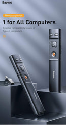 Baseus Orange Dot Wireless Presenter (Red Laser) Wireles Presenter - مؤشر ليزر - للعروض التقديمية - البرزنتيشن - مناسب لجميع انواع الاجهزة والايبادات