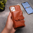 Brown Wallet Case with Zipper - كفر مع محفظة للبطاقات والكاش وجيب للخردة