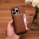 Velvet Case with Wallet Card and Money Slots - Brown -  كفر مع محفظة للبطاقات والنقود