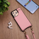 Pink Wallet Leather Case with Mirror, Card Slot and Lanyard - كفر مع مراية ومكان للبطاقات وخيط علاقة