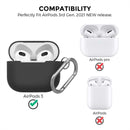 Ahastyle Silicone Keychain Case - Apple AirPods 3 - Black - كفر حماية مع ميدالية - سماعة ابل ايربودز 3