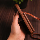 Brown Leather Wallet Phone Case with Lanyard Strap - كفر حماية مع محفظة للبطاقات والفلوس وخيط علاقة