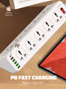 LDNIO Charger Power Strip With 10 Outlets - 30W - 6-Port USB Wall Charger Adapter - موزع شاحن حائط دولي - 10 مخارج كهرباء + 6 مخارج للشحن - قوة 30 واط - كفالة 12 شهر