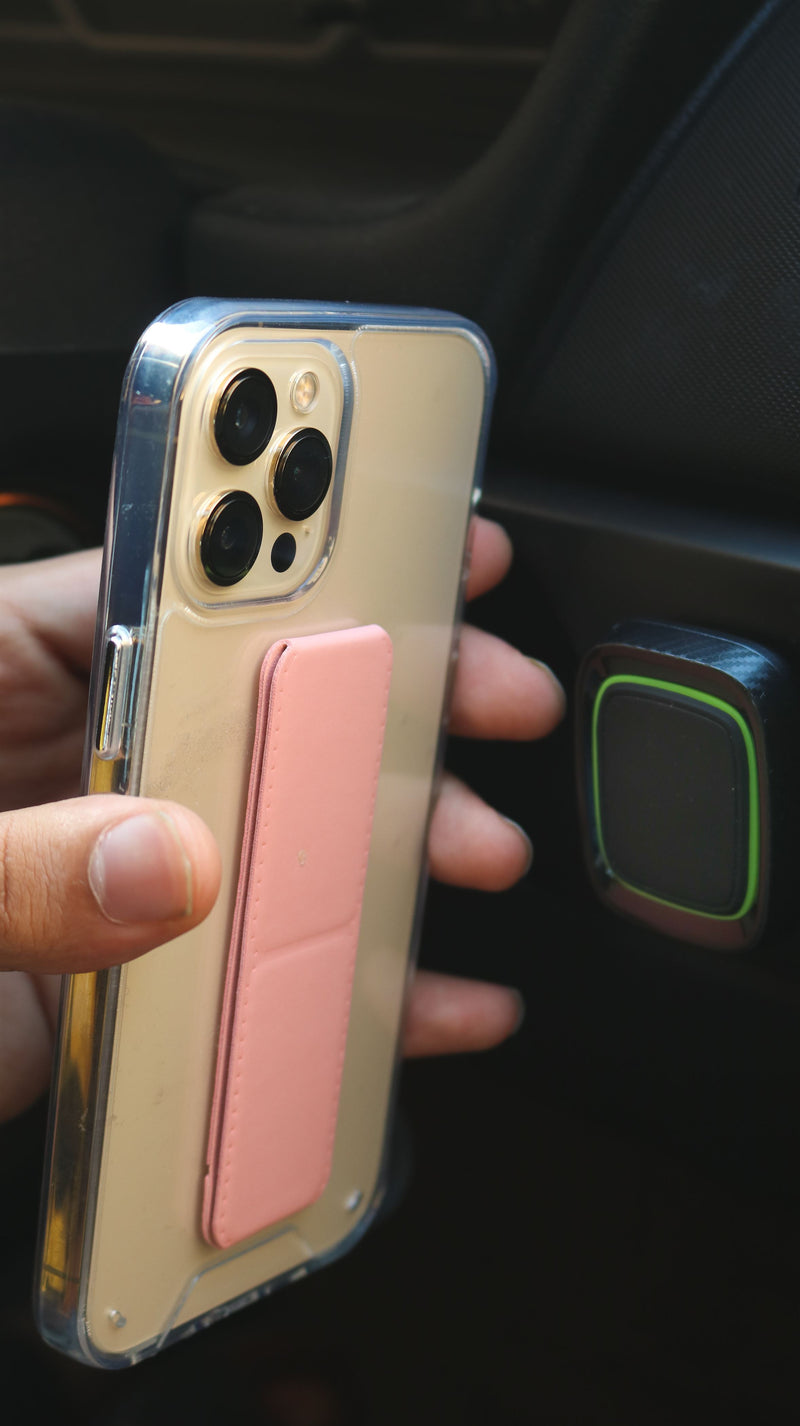 Pink Grip, Horizontal, Vertical and Magnetic Stand - مسكة وستاند جانبي ورأسي ومغناطيس للسيارة