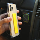 Yellow Grip with Clear Case and Grip Horizontal, Vertical and Magnetic Stand - كفر حماية مع مسكة وستاند جانبي ورأسي ومغناطيس للسيارة