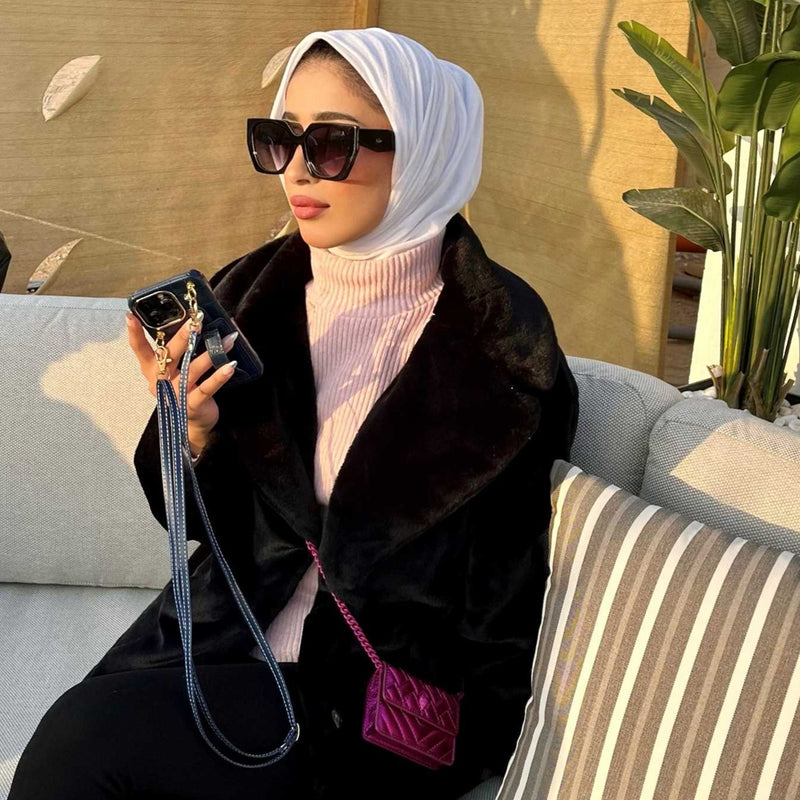 Dark Blue Leather Case with Grip, Card Slot and Strap Lanyard - كفر جلد مع مسكة ومحفظة للبطاقات والنقود وخيط سلسة علاقة