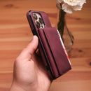 Velvet Case with Wallet Card and Money Slots - Burgundy -  كفر مع محفظة للبطاقات والنقود