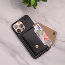 Black Leather Wallet Case with Card Slot and Lanyard - كفر مع محفظة للبطاقات والكاش وخيط علاقة