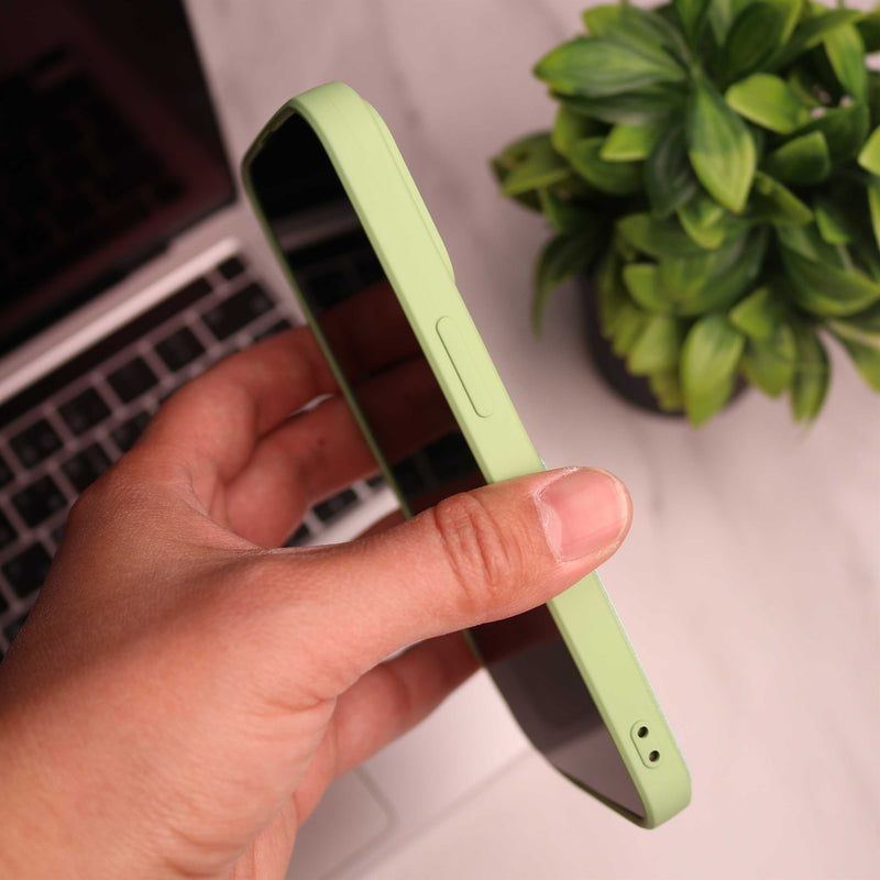 Light Green Soft Silicone Wallet Card Phone Case - كفر مع محفظة للبطاقات بالخلف
