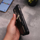 Black Wallet Case with Zipper - كفر مع محفظة للبطاقات والكاش وجيب للخردة