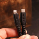 Energea Nyloflex USB-C to Lightning Cable - Black - 3M - سلك شحن ايفون تايب سي - انيرجيا - طول 3 متر - كفالة 5 سنين