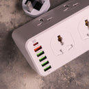 LDNIO Charger Power Strip With 10 Outlets - 30W - 6-Port USB Wall Charger Adapter - موزع شاحن حائط دولي - 10 مخارج كهرباء + 6 مخارج للشحن - قوة 30 واط - كفالة 12 شهر