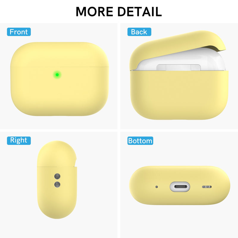 Ahastyle Silicone Case With Strap - Apple AirPods Pro 2/3- Yellow - كفر حماية مع ستراب - سماعة ابل ايربودز برو 3/2