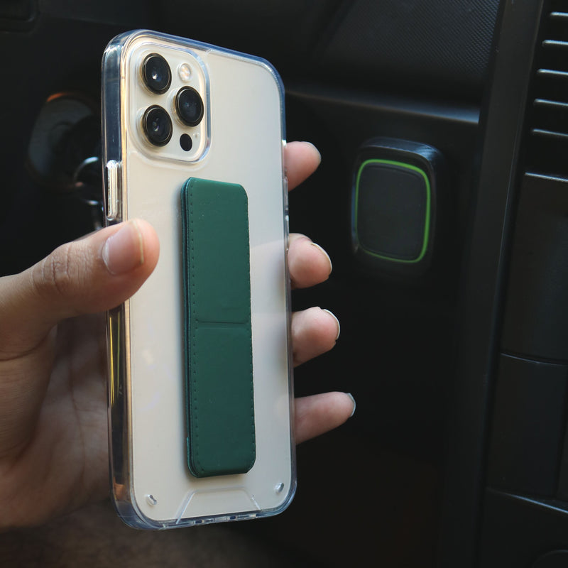 Dark Green Grip, Horizontal, Vertical and Magnetic Stand - مسكة وستاند جانبي ورأسي ومغناطيس للسيارة