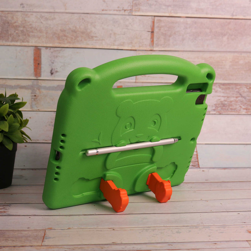 Panda iPad - Green - كفر ايباد حماية عالية - مع مسكة + ستاند + ومكان للقلم - مقاوم للسوائل