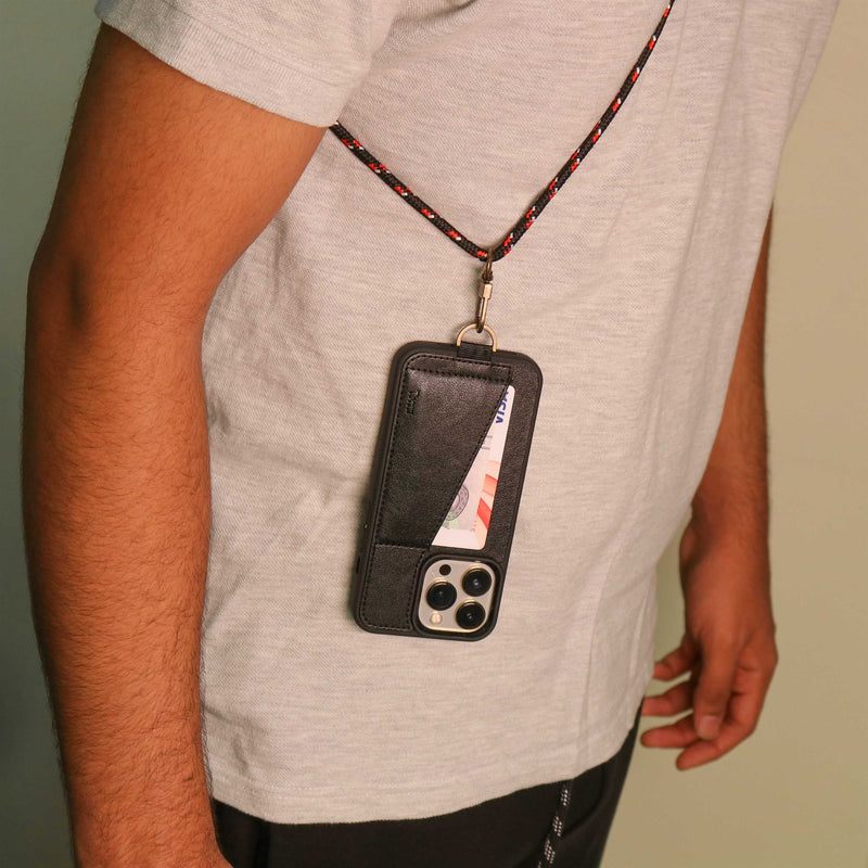 Torrii KOALA Case for - Black - كفر حماية عالية مع محفظة للبطاقات وخيط علاقة - توري