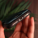 Green Leather Case with Back Card Slots - كفر جلد مع محفظة للبطاقات بالخلف