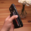 Velvet Case with Wallet Card and Money Slots - Black -  كفر مع محفظة للبطاقات والنقود