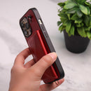 Red Leather Wallet Case with Card Slot and Lanyard - كفر مع محفظة للبطاقات والكاش وخيط علاقة