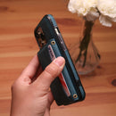 Velvet Case with Wallet Card and Money Slots - Green -  كفر مع محفظة للبطاقات والنقود